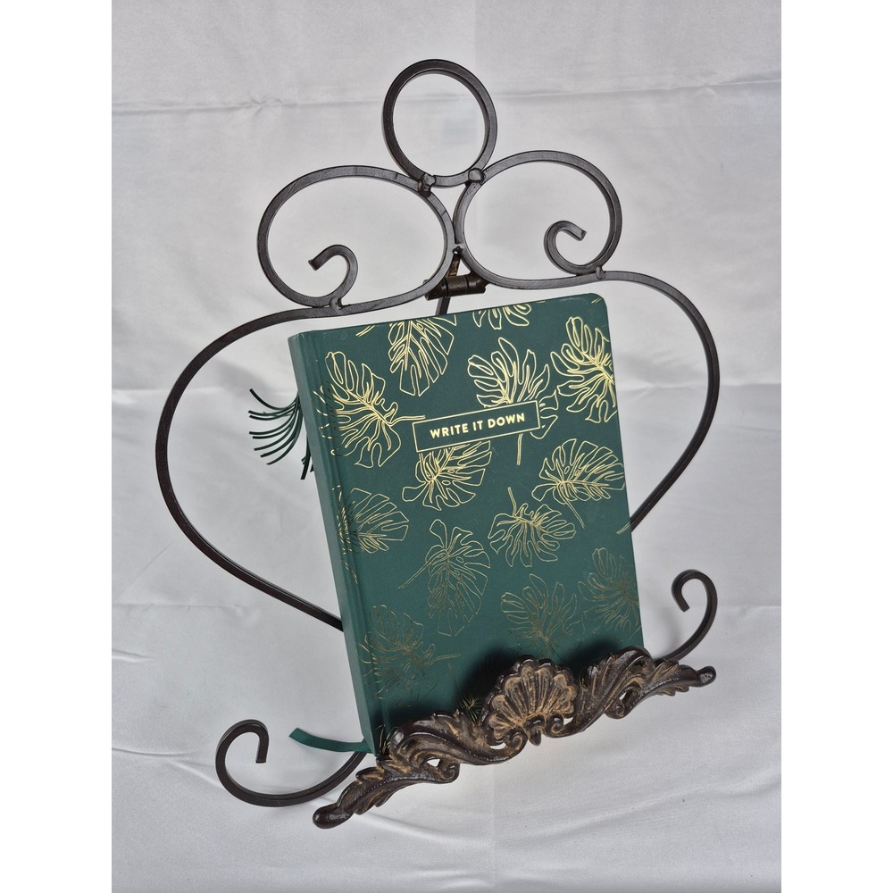 Vintage Ornate Metal Bible Rest Cookbook Stand Easel Display Holder 13"